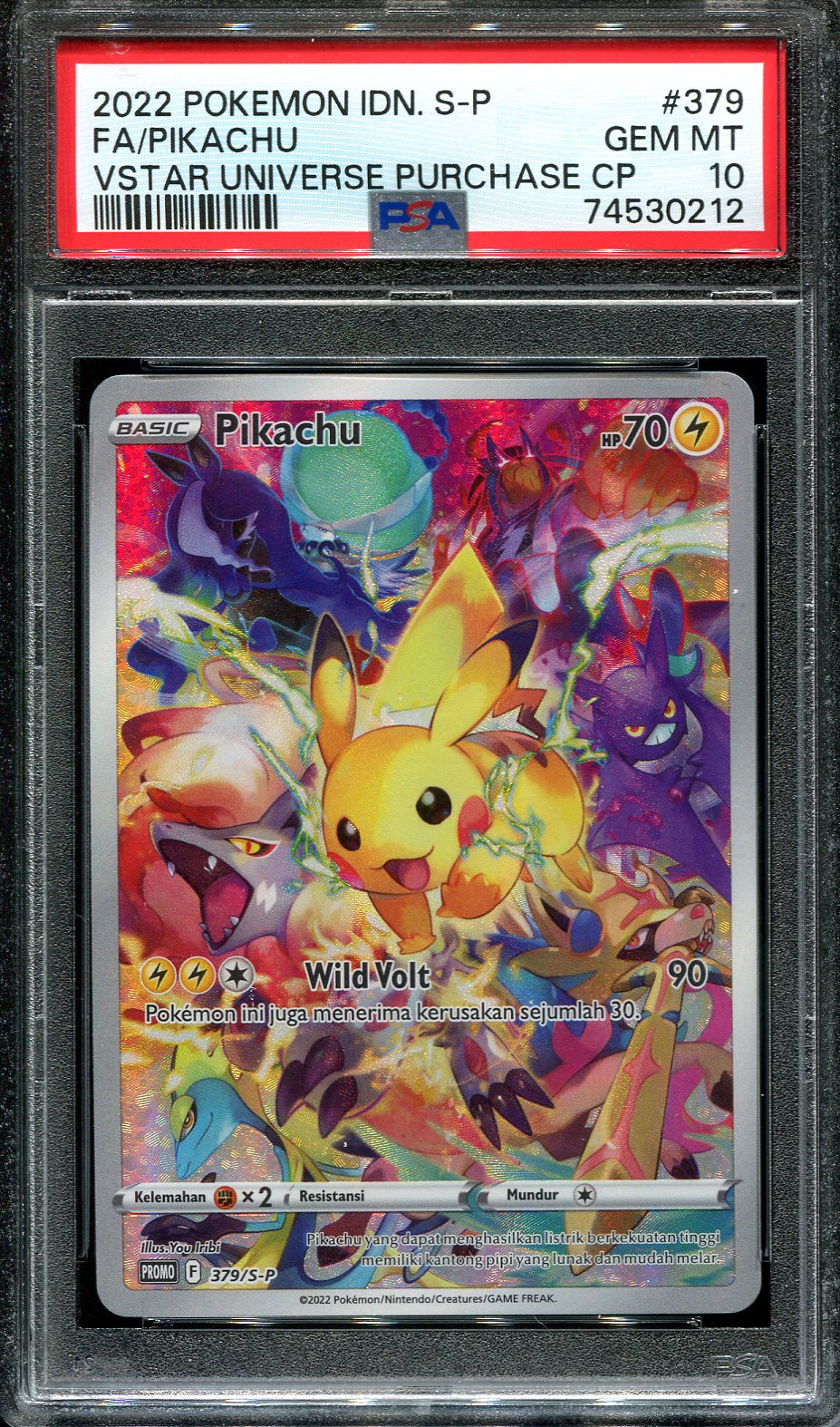 PIKACHU 379/S-P POKEMON PSA 10 INDONESIAN VSTAR UNIVERSE PURCHASE CP