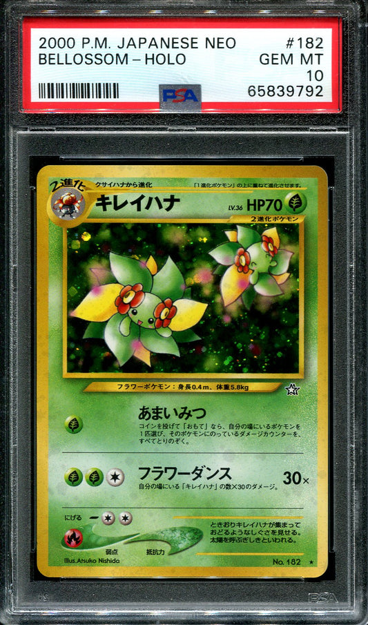 BELLOSSOM NO. 182 PSA 10 POKEMON JAPANESE NEO HOLO RARE