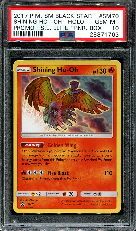 SHINING HO-OH SM70 PSA 10 POKEMON ETB PROMO