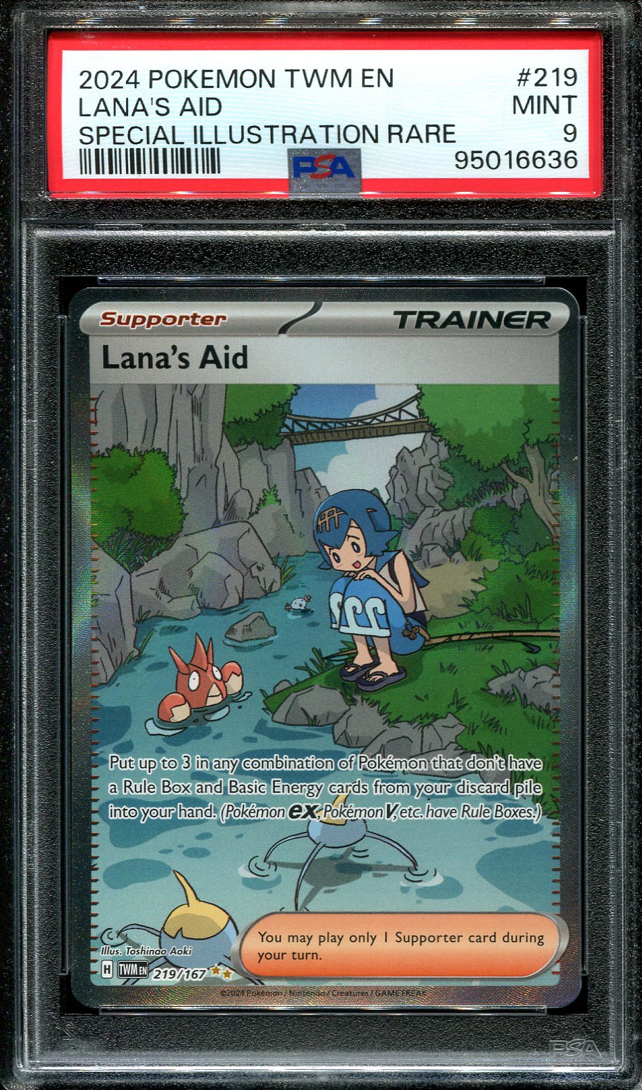 LANA'S AID 219/167 POKEMON PSA 9 TWILIGHT MASQUERADE SPECIAL ILLUSTRATION RARE