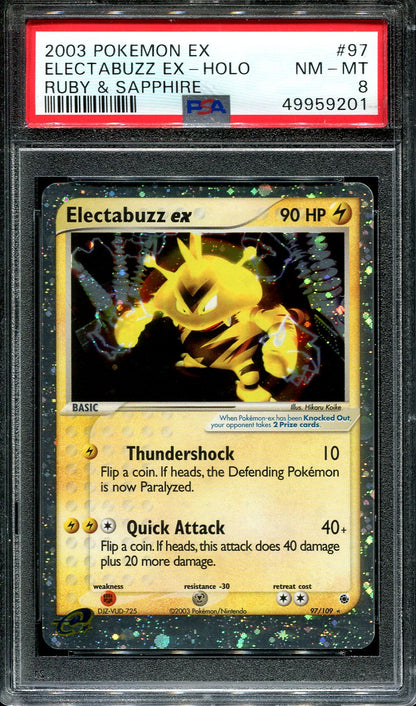 ELECTABUZZ EX 97/109 PSA 8 POKEMON EX RUBY & SAPPHIRE HOLO RARE