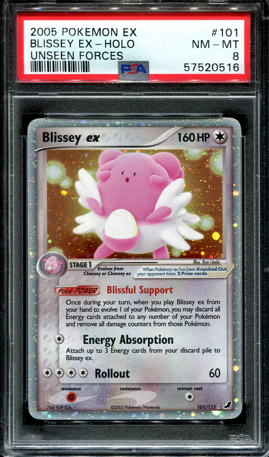 BLISSEY EX 101/115 PSA 8 POKEMON EX UNSEEN FORCES HOLO RARE