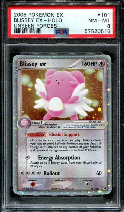 BLISSEY EX 101/115 PSA 8 POKEMON EX UNSEEN FORCES HOLO RARE