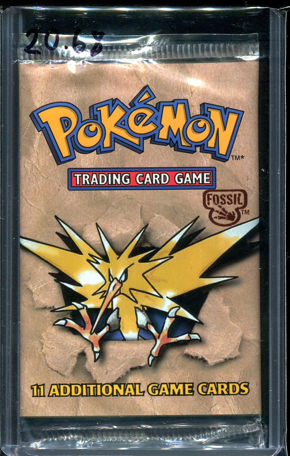 POKEMON FOSSIL UNLIMITED BOOSTER PACK (ZAPDOS ART)