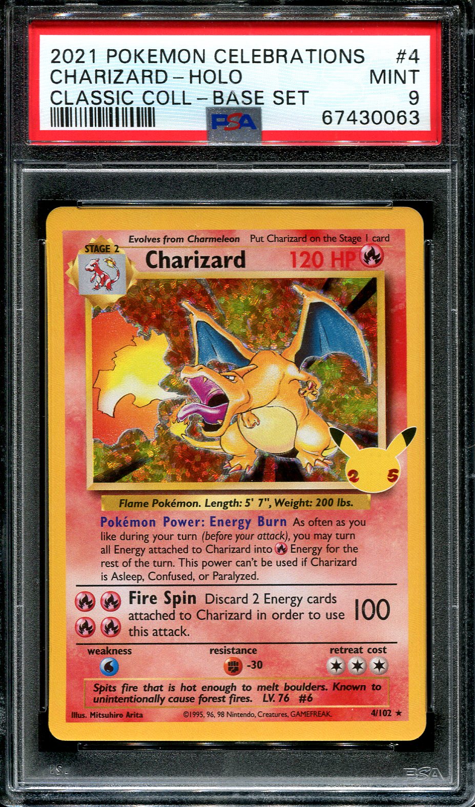 CHARIZARD 4/102 PSA 9 POKEMON CELEBRATIONS CLASSIC COLLECTION HOLO RARE