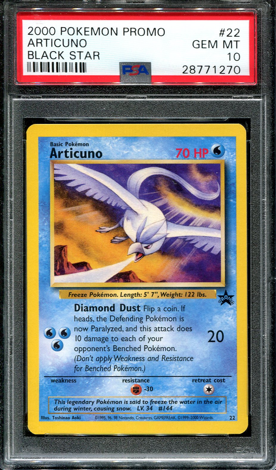 ARTICUNO 22 POKEMON PSA 10 BLACK STAR PROMO