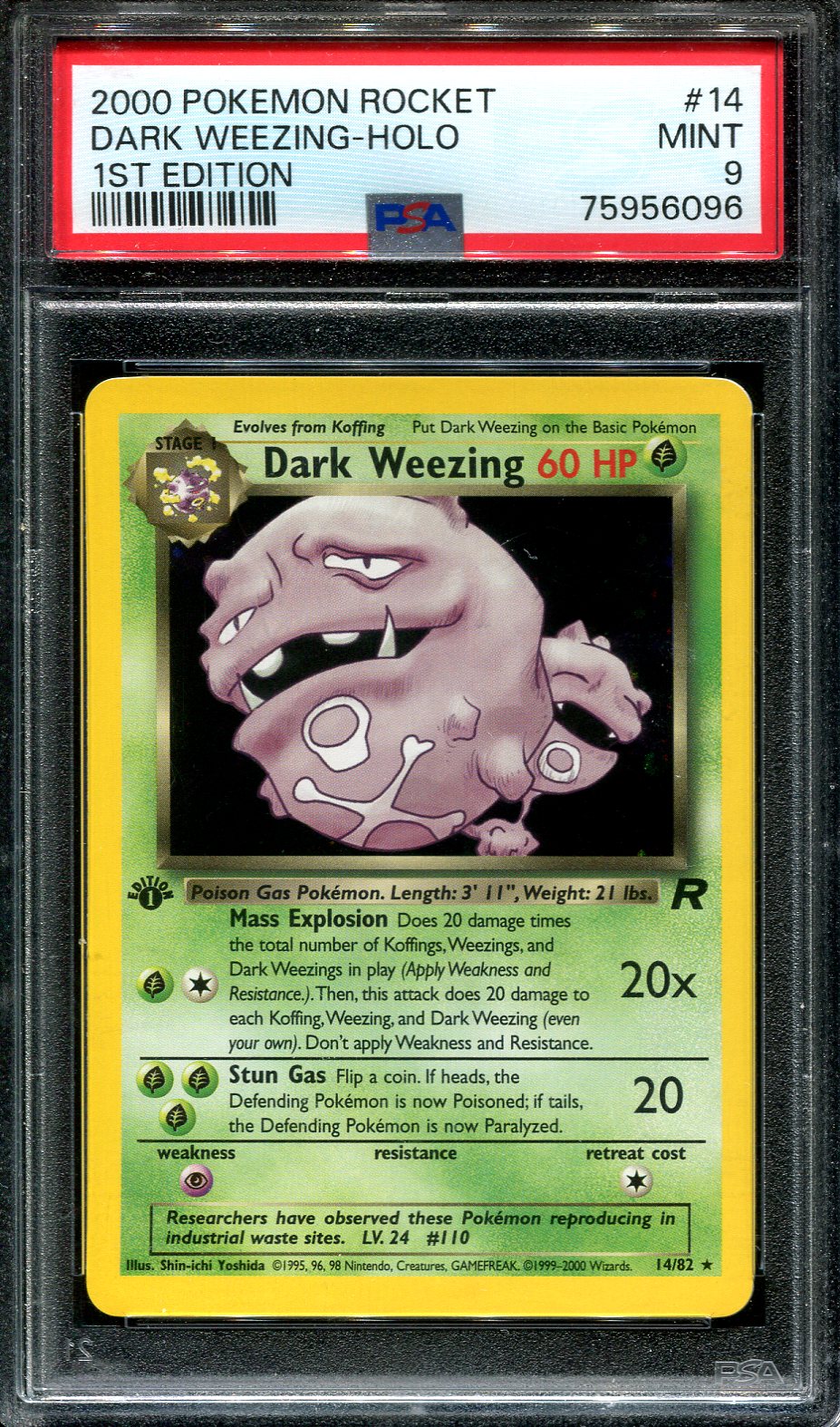 DARK WEEZING 14/82 POKEMON PSA 9 TEAM ROCKET FIRST EDITION HOLO