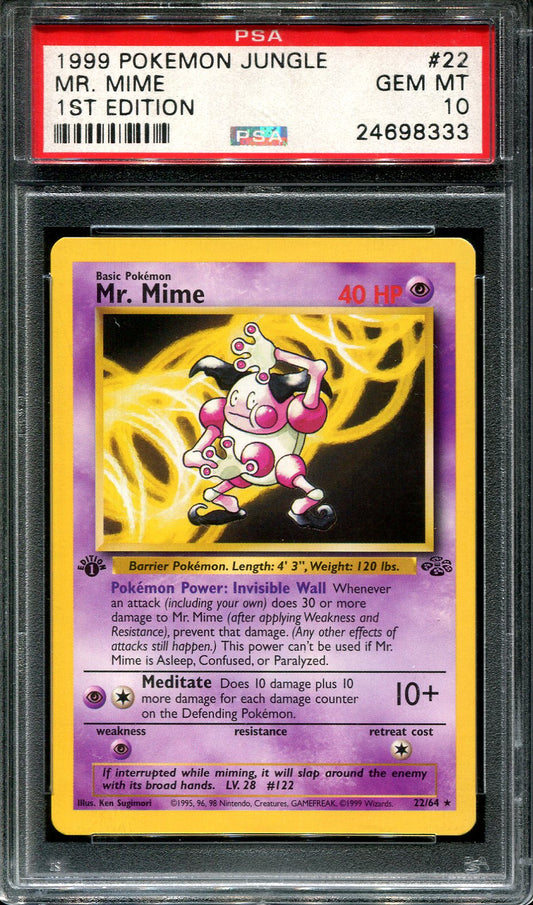 MR. MIME 22/64 PSA 10 POKEMON JUNGLE 1ST EDITION NON HOLO
