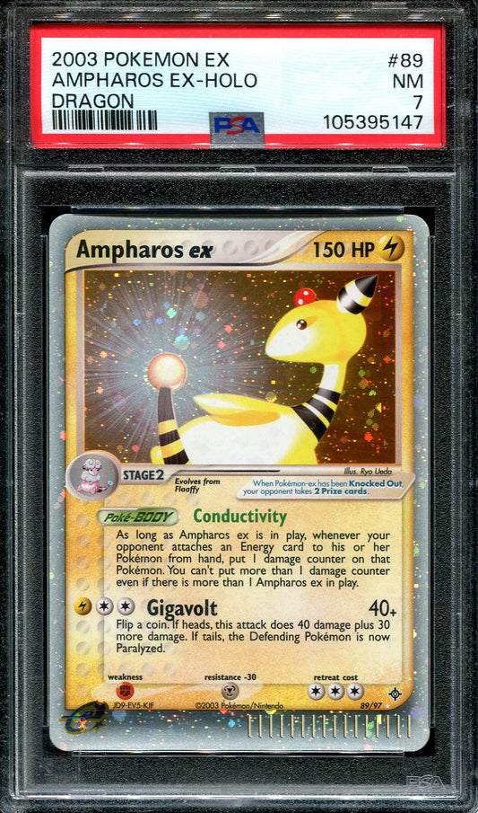 AMPHAROS EX 89/97 POKEMON PSA 7 EX DRAGON HOLO