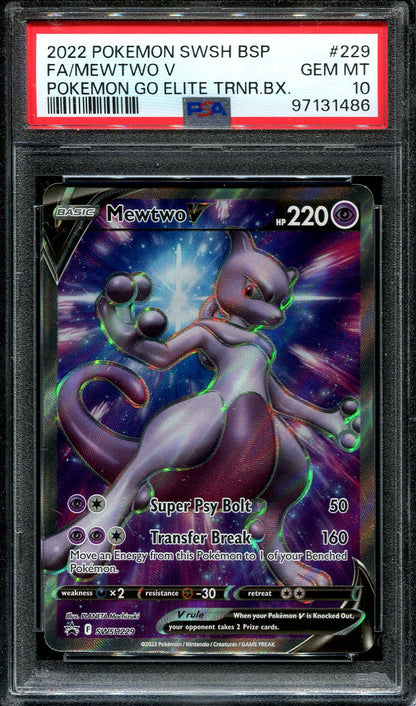 MEWTWO V SWSH229 POKEMON PSA 10 POKEMON GO ETB PROMO