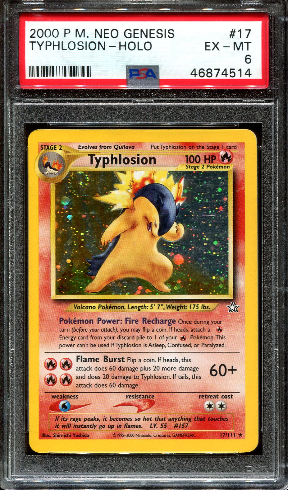 TYPHLOSION 17/111 POKEMON PSA 6 NEO GENESIS HOLO