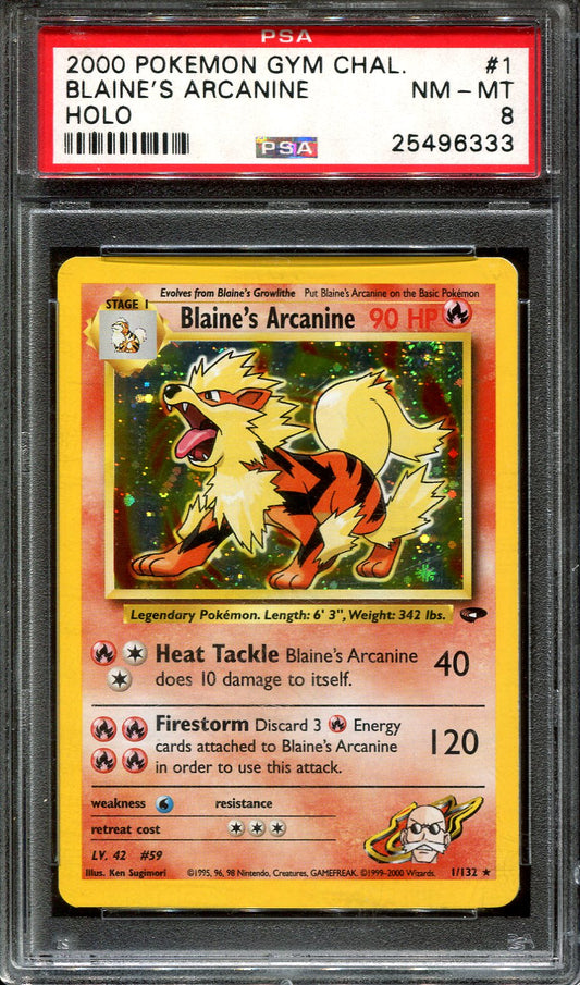 BLAINES'S ARCANINE 1/132 POKEMON PSA 9 GYM CHALLENGE HOLO