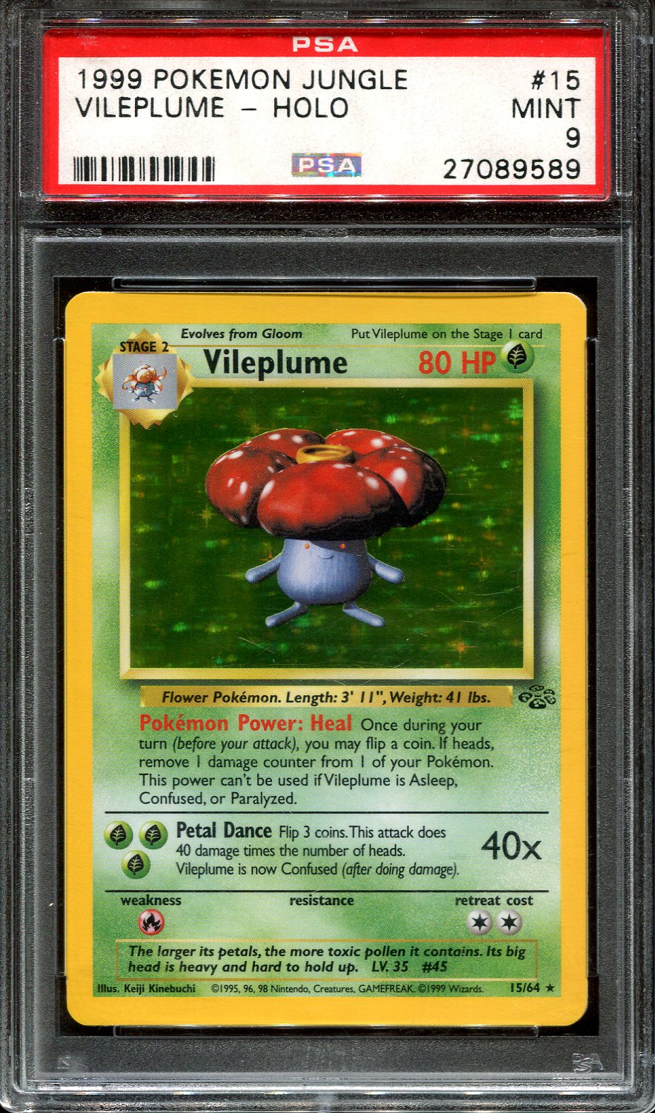 VILEPLUME 15/64 POKEMON PSA 9 JUNGLE HOLO