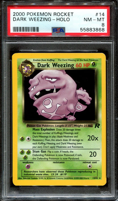 DARK WEEZING 14/82 POKEMON PSA 8 TEAM ROCKET HOLO