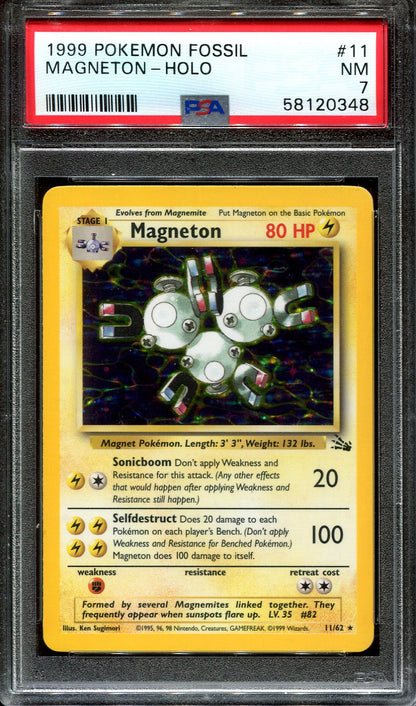 MAGNETON 11/62 POKEMON PSA 7 FOSSIL HOLO