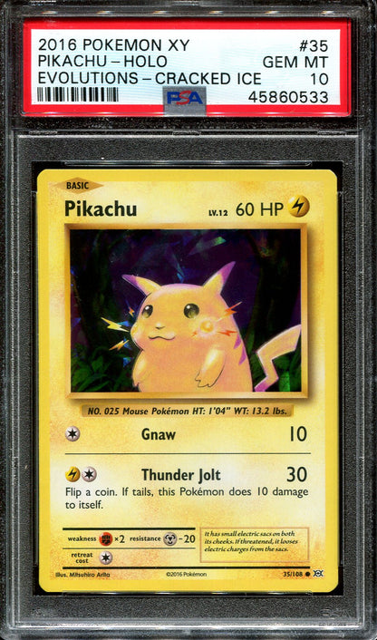 PIKACHU 35/108 POKEMON PSA 10 EVOLUTIONS CRACKED ICE DECK PROMO