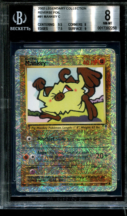 MANKEY 81/110 POKEMON BGS 8 LEGENDARY COLLECTION REVERSE HOLO