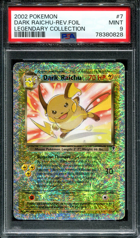 DARK RAICHU 7/110 POKEMON PSA 9 LEGENDARY COLLECTION REVERSE HOLO
