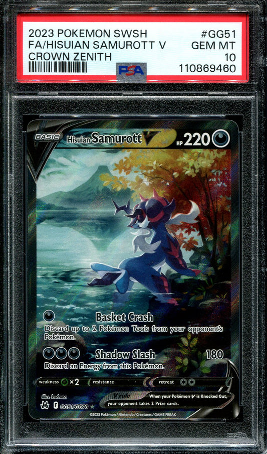 HISUIAN SAMUROTT V GG51/GG70 POKEMON PSA 10 CROWN ZENITH GALARIAN GALLERY