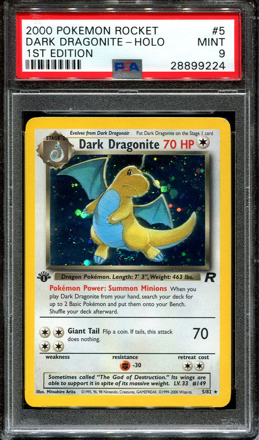 DARK DRAGONITE 5/82 POKEMON PSA 9 TEAM ROCKET FIRST EDITION HOLO