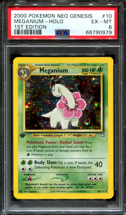 MEGANIUM 10/111 POKEMON PSA 6 NEO GENESIS FIRST EDITION HOLO