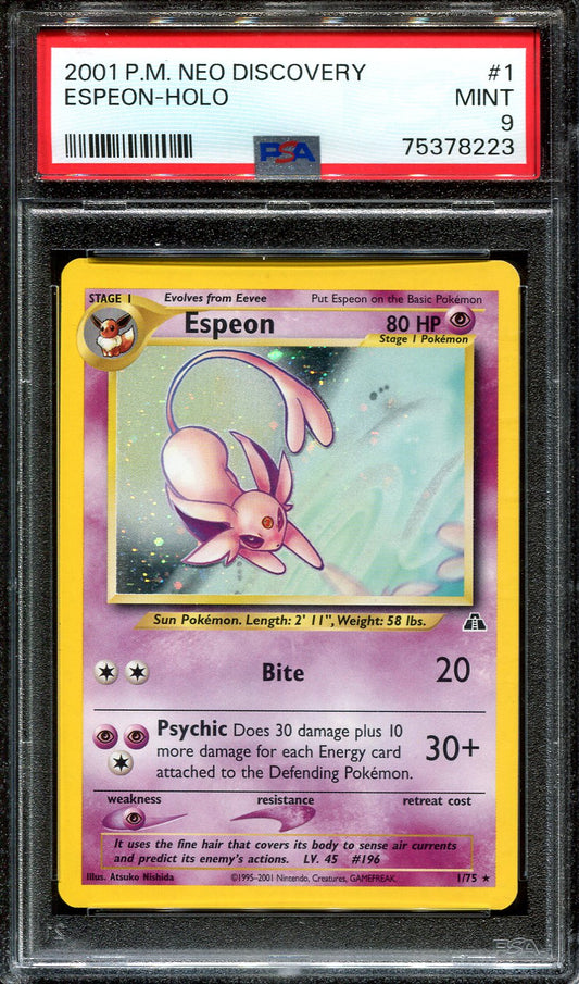 ESPEON 1/75 POKEMON PSA 9 NEO DISCOVERY HOLO