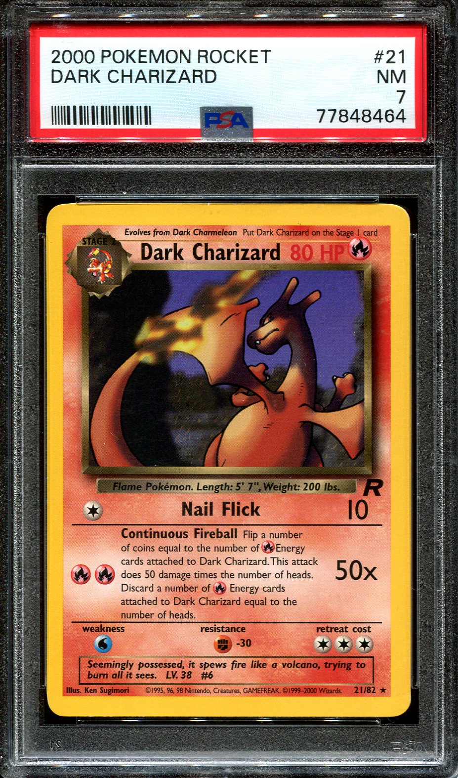 CHARIZARD 21/82 POKEMON PSA 7 TEAM ROCKET NON HOLO