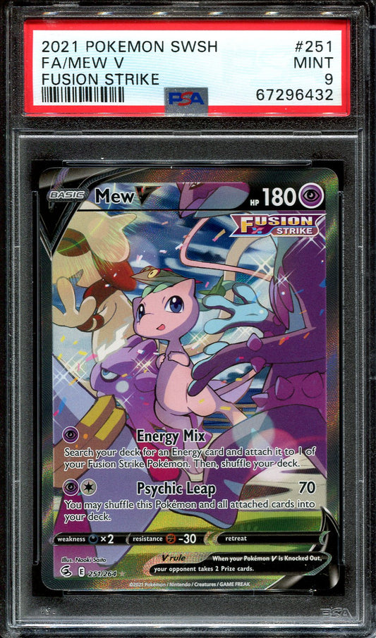 MEW V 251/264 POKEMON PSA 9 FUSION STRIKE ALTERNATE ART