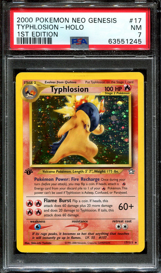 TYPHLOSION 17/111 POKEMON PSA 7 NEO GENESIS FIRST EDITION HOLO