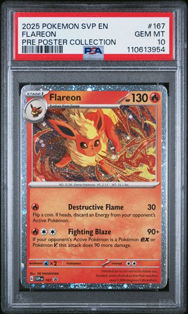 FLAREON 167 PSA 10 POKEMON PRISMATIC POSTER COLLECTION PROMO