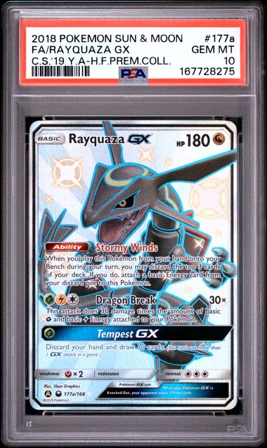 RAYQUAZA GX 177A/168 PSA 10 POKEMON SUN & MOON PREMIUM COLLECTION