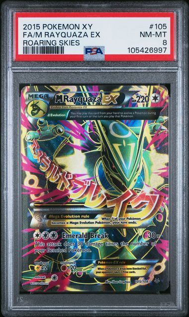 M RAYQUAZA EX 105/108 PSA 8 POKEMON ROARING SKIES FULL ART
