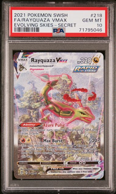 RAYQUAZA VMAX 218/203 PSA 10 POKEMON EVOLVING SKIES ALTERNATE ART