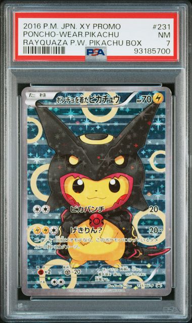 PONCHO-WEARING PIKACHU 231/XY-P PSA 7 POKEMON JAPANESE RAYQUAZA PIKACHU BOX PROMO