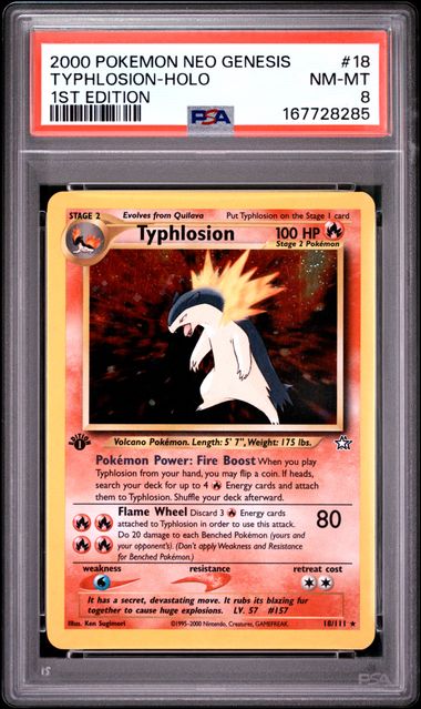 TYPHLOSION 18/11 PSA 8 POKEMON 1ST EDITION NEO GENESIS HOLO RARE