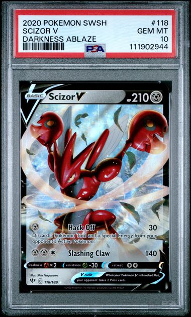 SCIZOR V 118/189 PSA 10 POKEMON DARKNESS ABLAZE ULTRA RARE