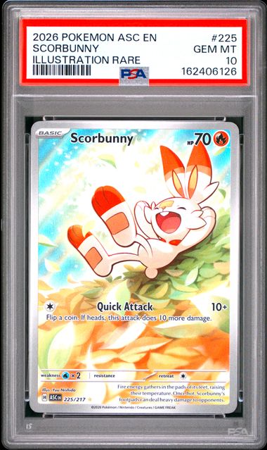 SCORBUNNY 225/217 PSA 10 POKEMON ASCENDED HEROES ILLUSTRATION RARE