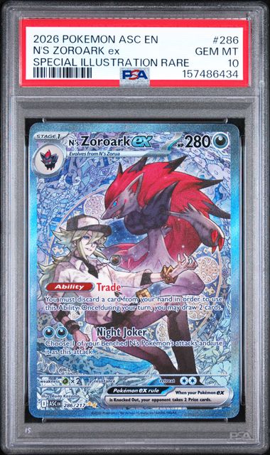 N'S ZOROARK EX 286/217 PSA 10 POKEMON ASCENDED HEROES SPECIAL ILLUSTRATION RARE