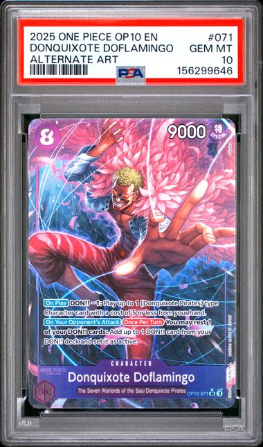 DONQUIXOTE DOFLAMINGO OP10-071 PSA 10 ONE PIECE OP10 ALTERNATE ART