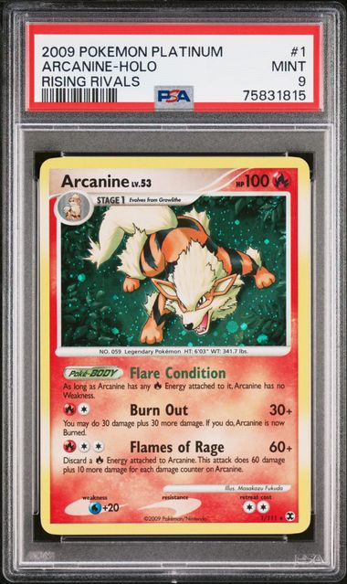 ARCANINE 1/111 PSA 9 POKEMON RISING RIVALS HOLO RARE