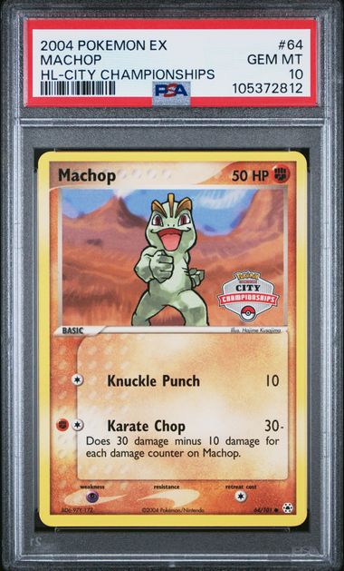 MACHOP 64/101 PSA 10 POKEMON CITY CHAMPIONSHIPS PROMO