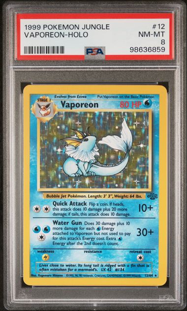 VAPOREON 12/64 PSA 8 POKEMON JUNGLE HOLO RARE