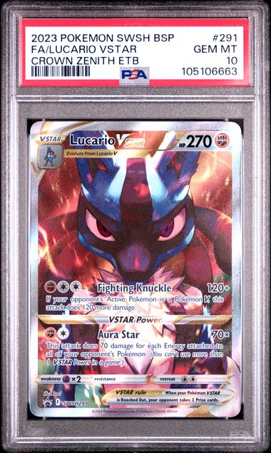 LUCARIO VSTAR SWSH291 PSA 10 POKEMON CROWN ZENITH ETB PROMO