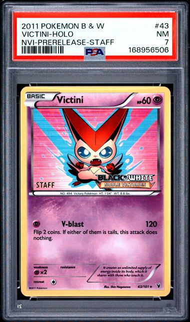 VICTINI 43/101 PSA 7 POKEMON BLACK & WHITE NOBLE VICTORIES STAFF HOLO