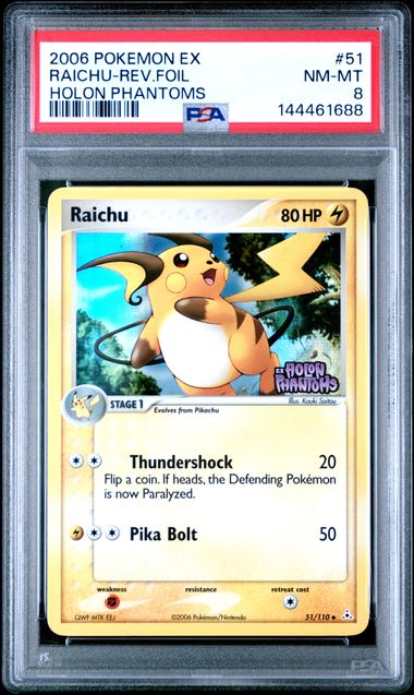RAICHU 51/110 PSA 8 POKEMON EX HOLON PHANTOMS REVERSE HOLO