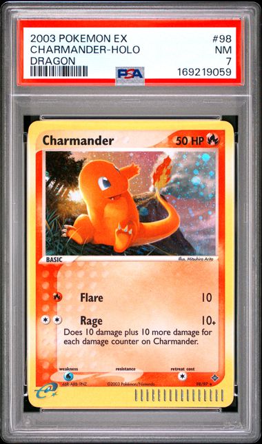 CHARMANDER 98/97 PSA 7 POKEMON EX DRAGON HOLO SECRET RARE