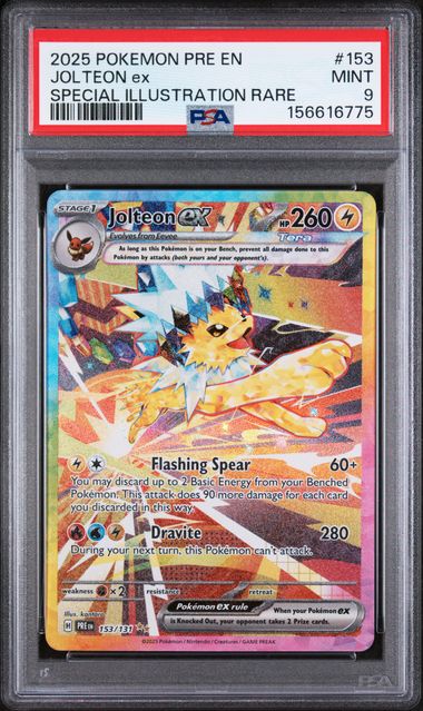 JOLTEON EX 153 PSA 9 POKEMON PRISMATIC EVOLUTION SPECIAL ILLUSTRATION RARE
