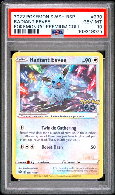 RADIANT EEVEE SWSH230 PSA 10 POKEMON GO RPEMIUM COLLECTION