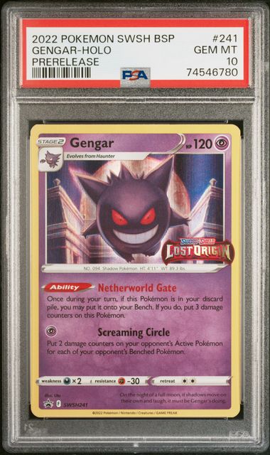 GENGAR SWSH241 PSA 10 POKEMON LOST ORIGIN PRERELEASE STAMPED PROMO