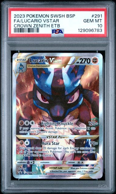 LUCARIO VSTAR SWSH291 PSA 10 POKEMON CROWN ZENITH ETB PROMO